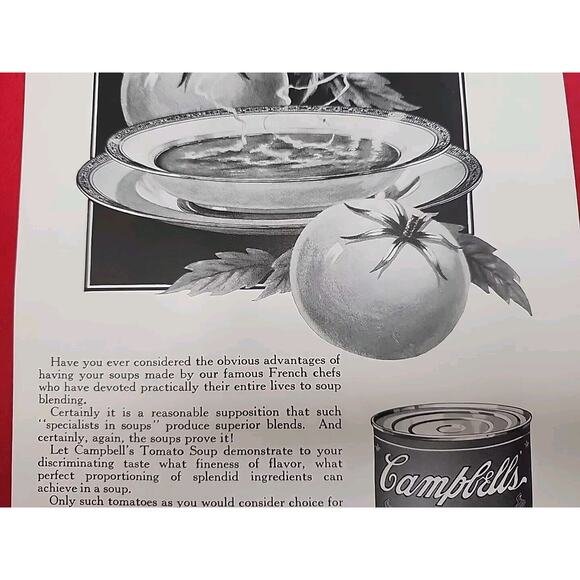 VTG 1925 Campbell's Tomato Soup Kitchen Food Ephemera 1920's Print Ad Near Mint - Picture 3 of 5